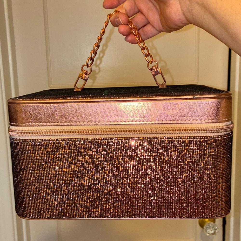 VINTAGE RARE VICTORIA’S SECRET PINK SEQUIN VANITY MAKEUP TRAIN CASE BAG TRAVEL
